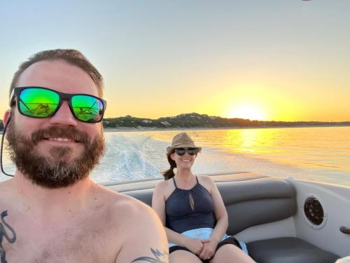 The wife and I at our quiet place on Lake Travis.